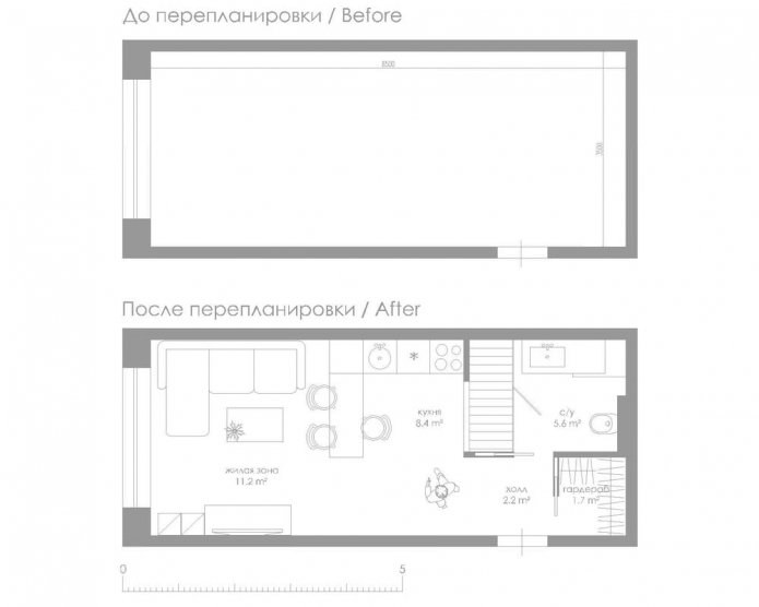 планування студії 29 кв. м.
