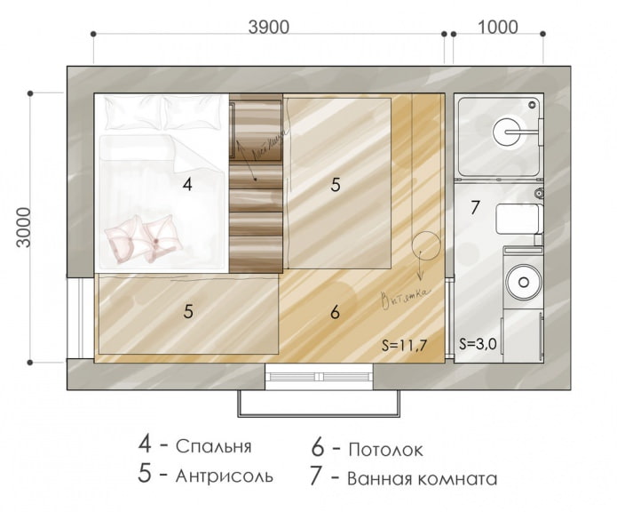 Планування квартири 15 кв. м.